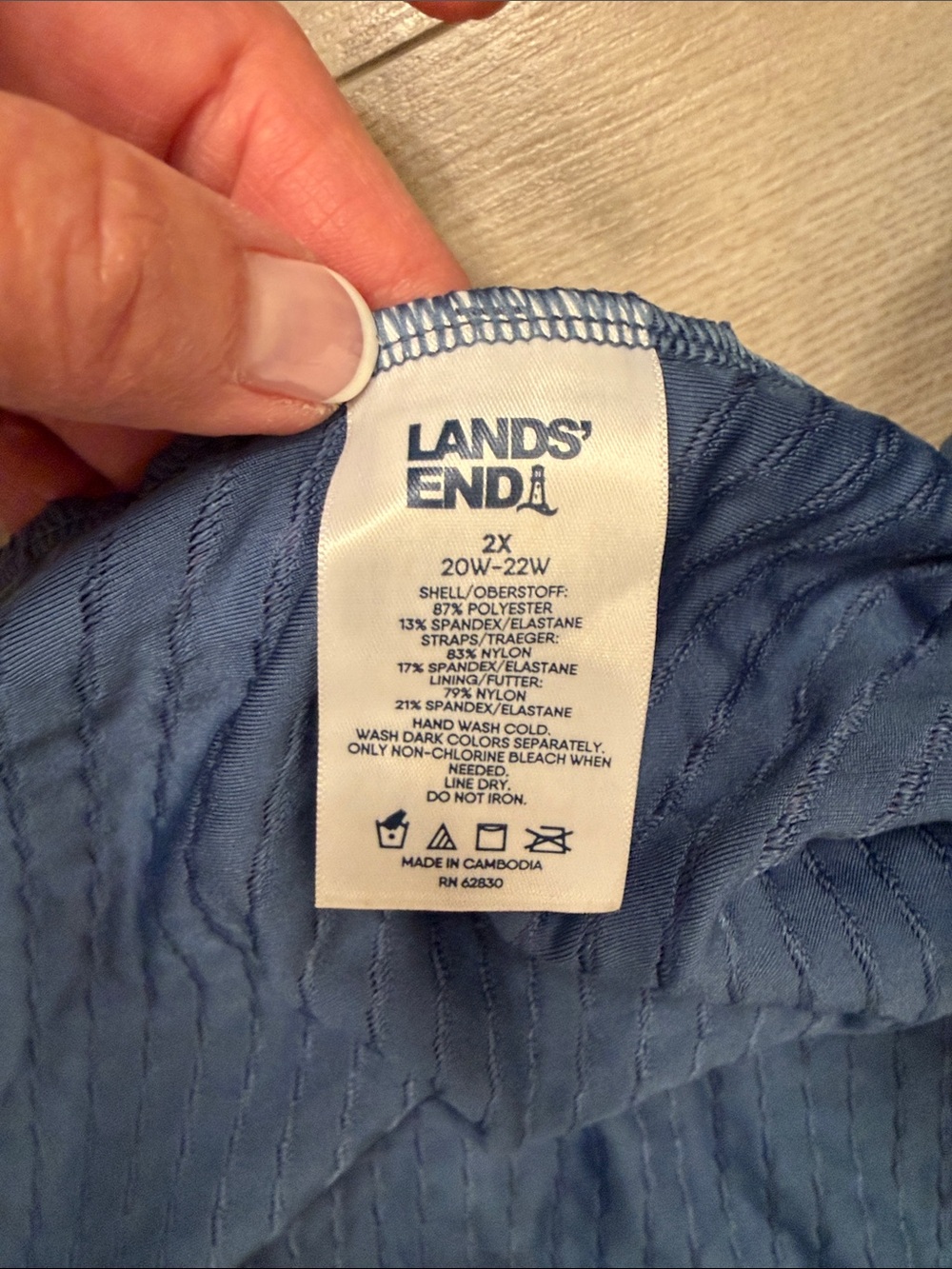 Lands' End Navy Textured Tankini Top and Skirt Swim Set - Picture 9 of 9